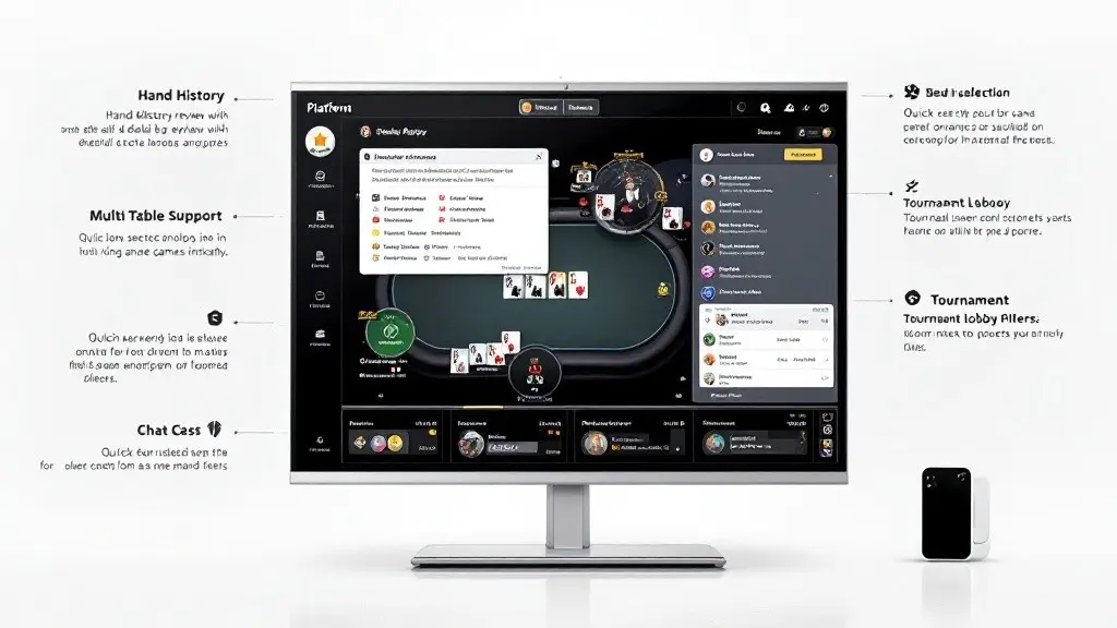 Online poker features display